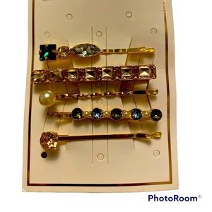 New fashion barrettes. Gold tone and crystal.